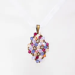 Pendant 45cm - Terence Rhombus S-Violet Organza - Pendant 45cm - Laiton bronze